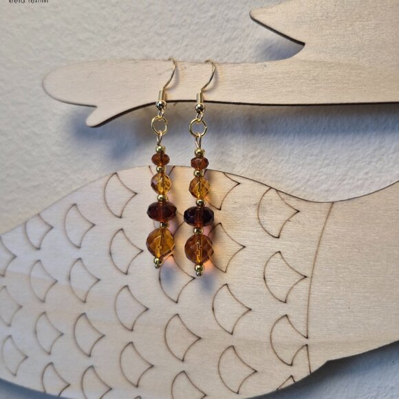 Sunset Orange Upcycled Earrings - Picture 5 of 7